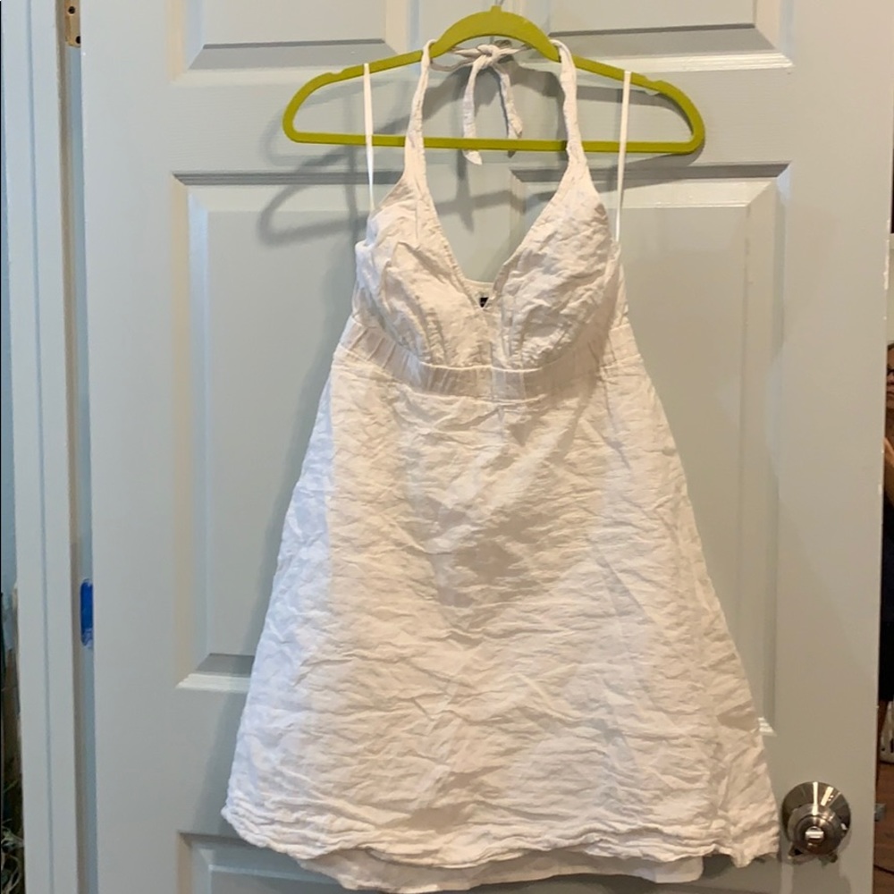 The Limited white cotton halter dress